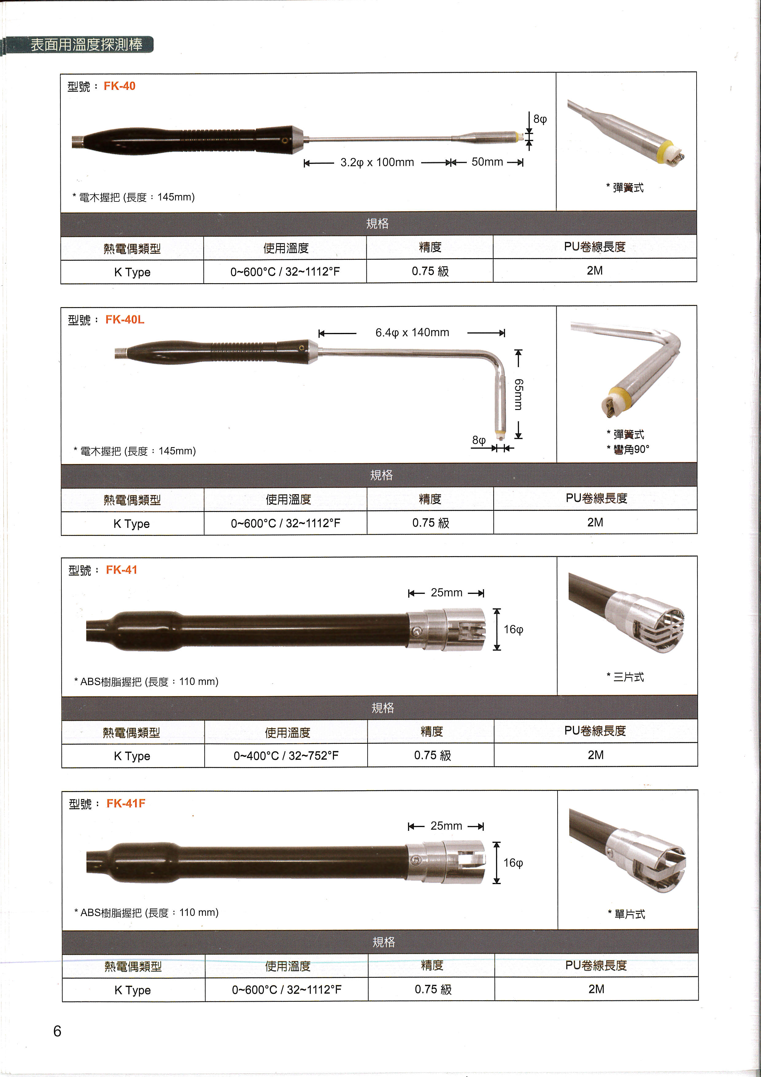 Temperature Probes-溫度探測棒表面用溫度探測棒