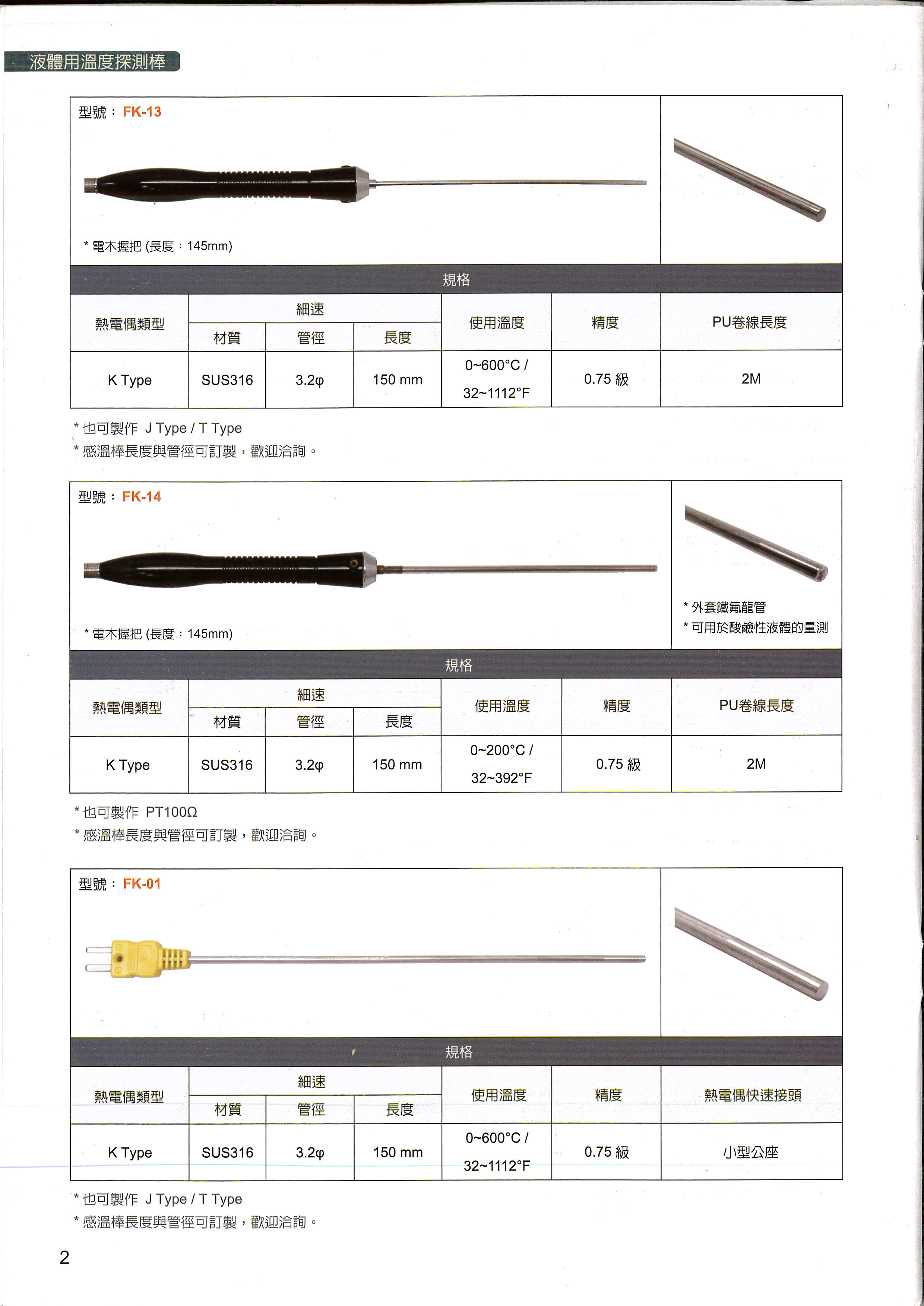 Temperature Probes-液體用溫度探測棒